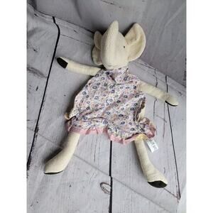 EMPRESS ARTS FLORAL CREME ELEPHANT FLAT SECURITY BLANKET STUFFED ANIMAL PLUSH